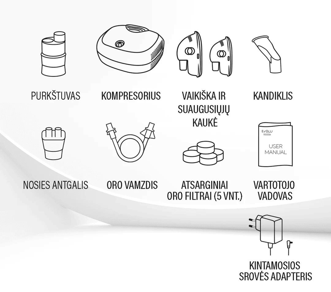 EVOLU kompresorinis inhaliatorius, 1 vnt.