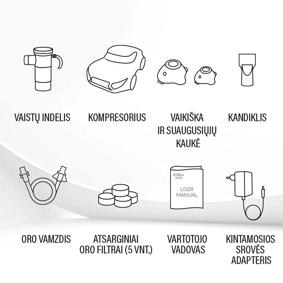 EVOLU kompresorinis inhaliatorius Super Car, 1vnt