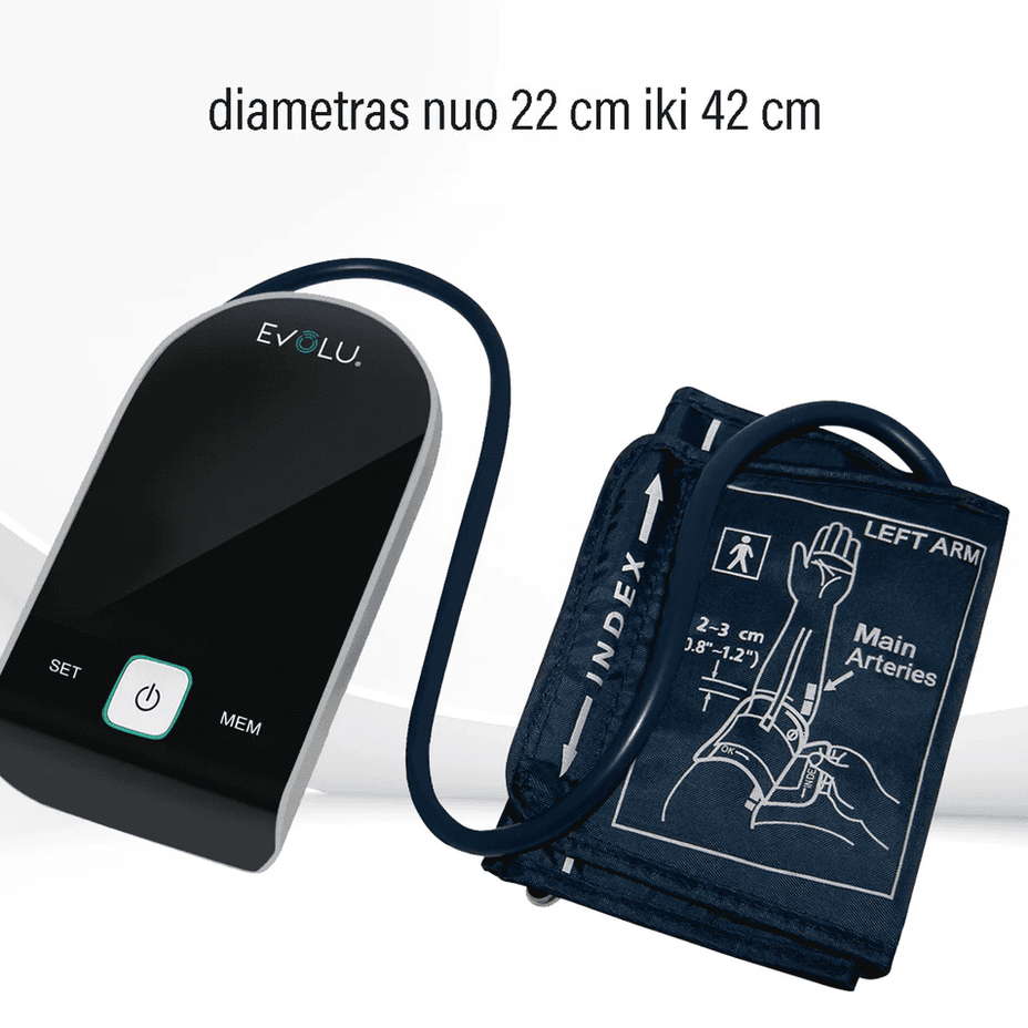 EVOLU kraujospūdžio matuoklis Intelligent Black edition, 1 vnt.