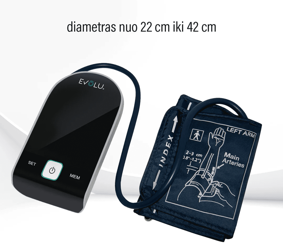 EVOLU kraujospūdžio matuoklis Intelligent Black edition, 1 vnt.