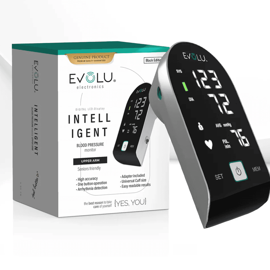 EVOLU kraujospūdžio matuoklis Intelligent Black edition, 1 vnt.