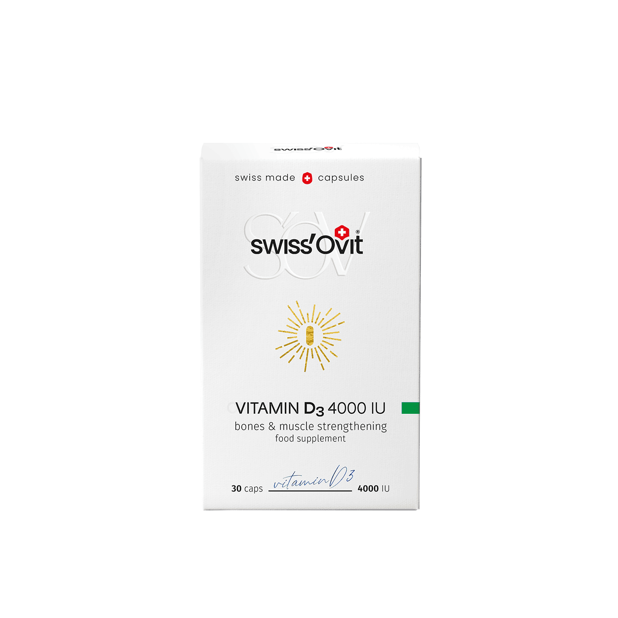 SwissOvit Vitaminas D3 4000IU, 30 kapsulių