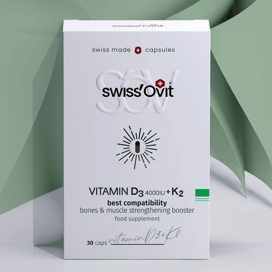 SwissOvit Vitaminas D3 4000IU+K2, 30 kapsulių