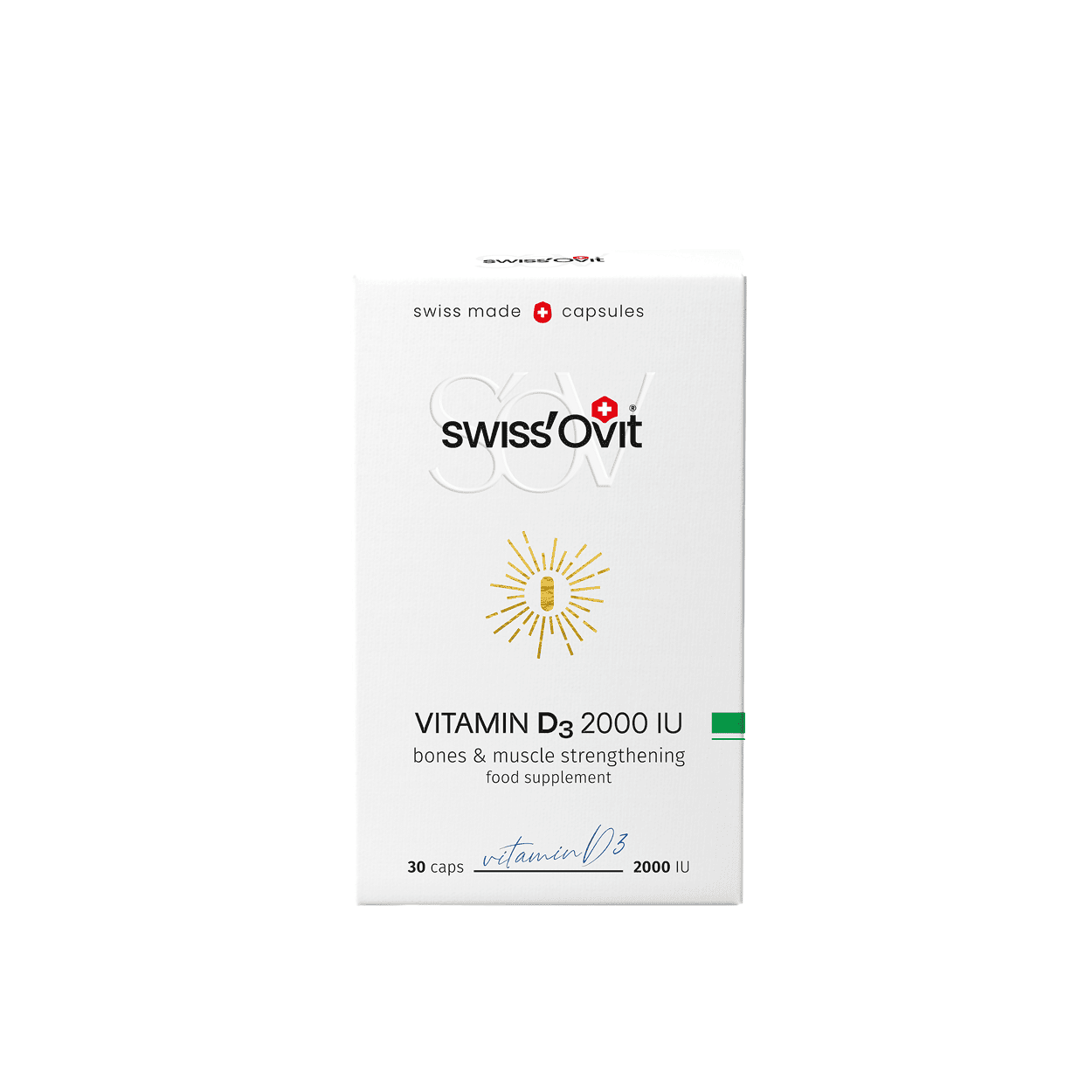 SwissOvit Vitaminas D3 2000IU, 30 kapsulių