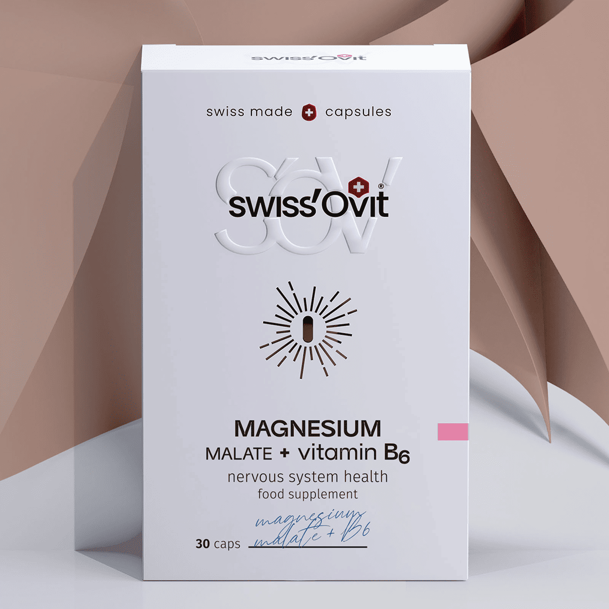 SwissOvit Magnio malatas + vitaminas B6, 30 kapsulių