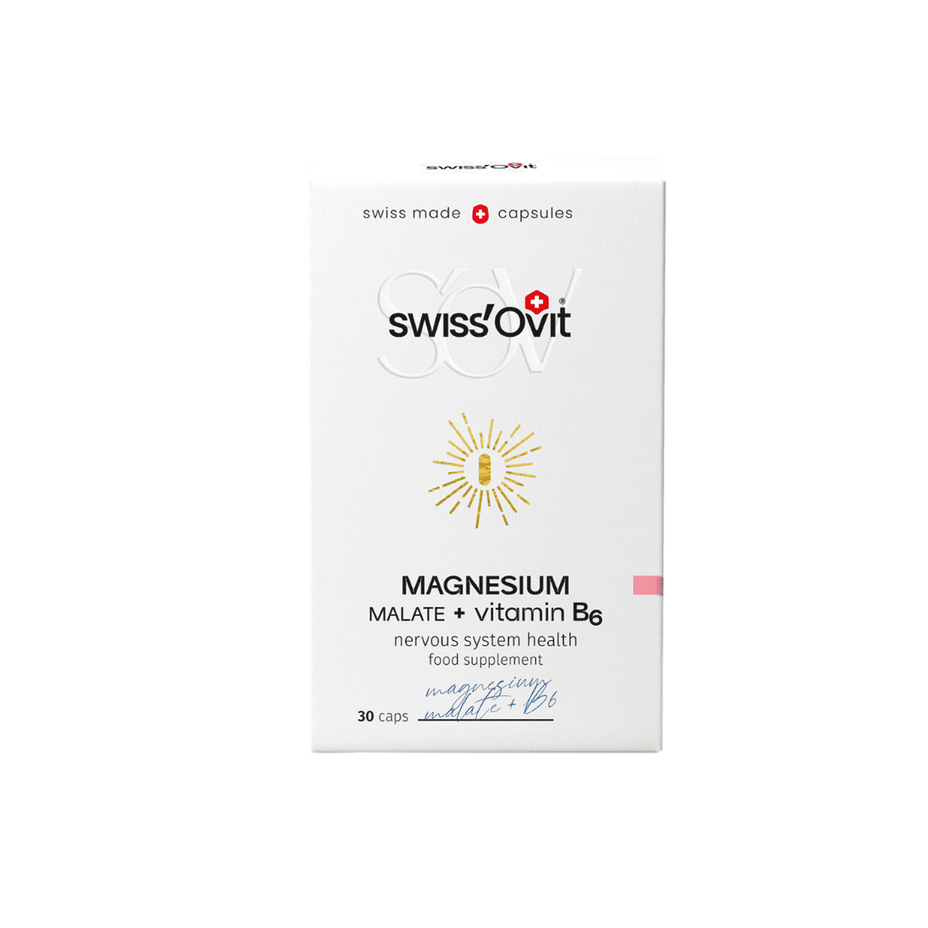 SwissOvit Magnio malatas + vitaminas B6, 30 kapsulių
