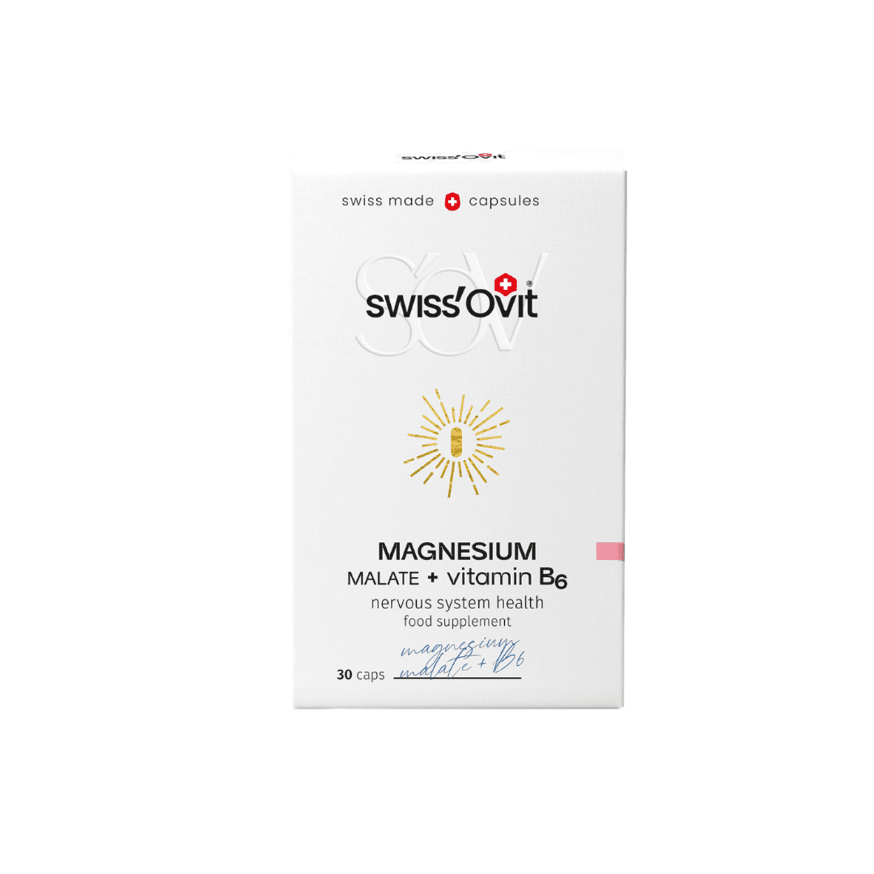 SwissOvit Magnio malatas + vitaminas B6, 30 kapsulių