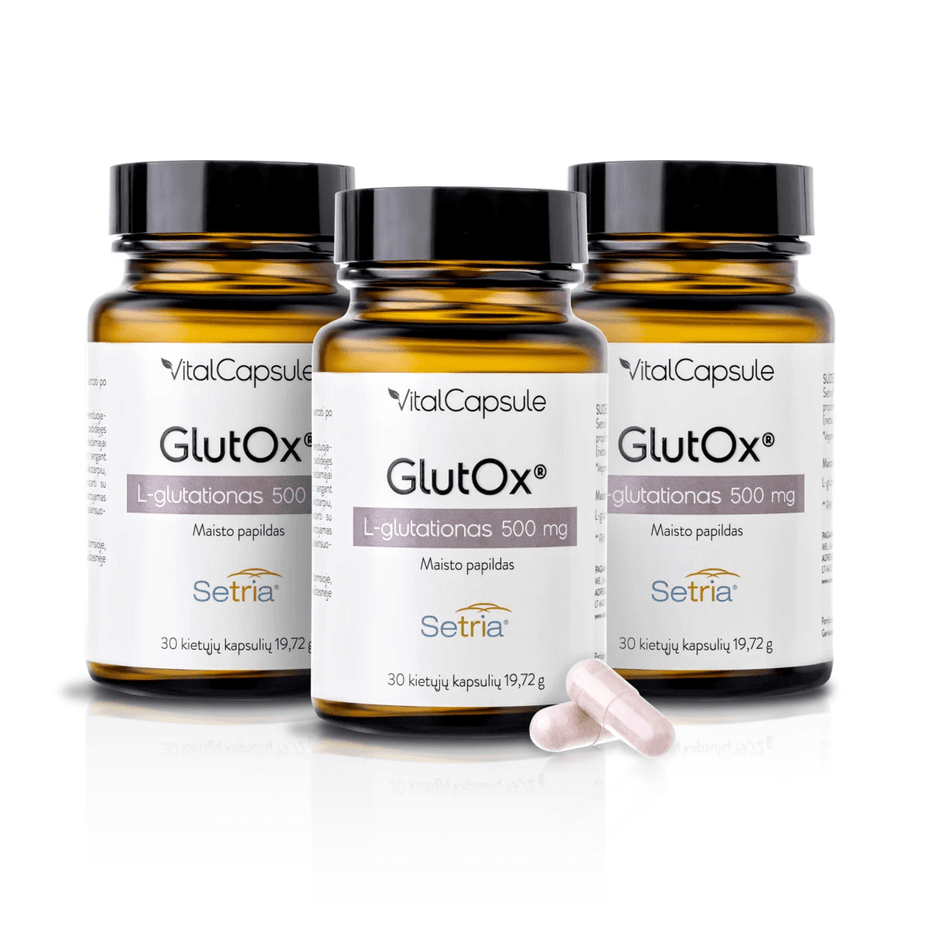 GlutOx® L-Glutationas 500mg antioksidantas ląstelių apsaugai ir imunitetui