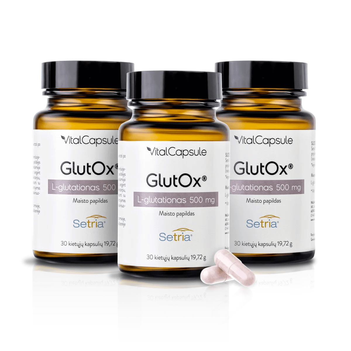 GlutOx® L-Glutationas 500mg antioksidantas ląstelių apsaugai ir imunitetui