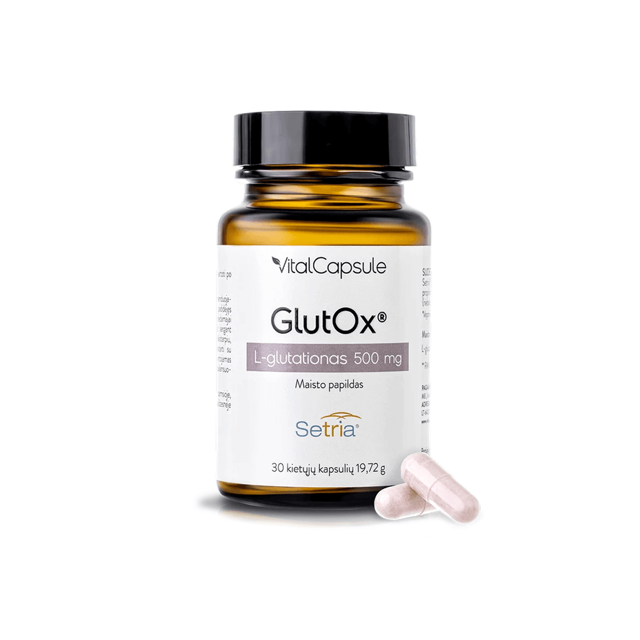 VitalCapsule Glutox L-Glutationas 500mg antioksidantas ląstelių apsaugai ir imunitetui