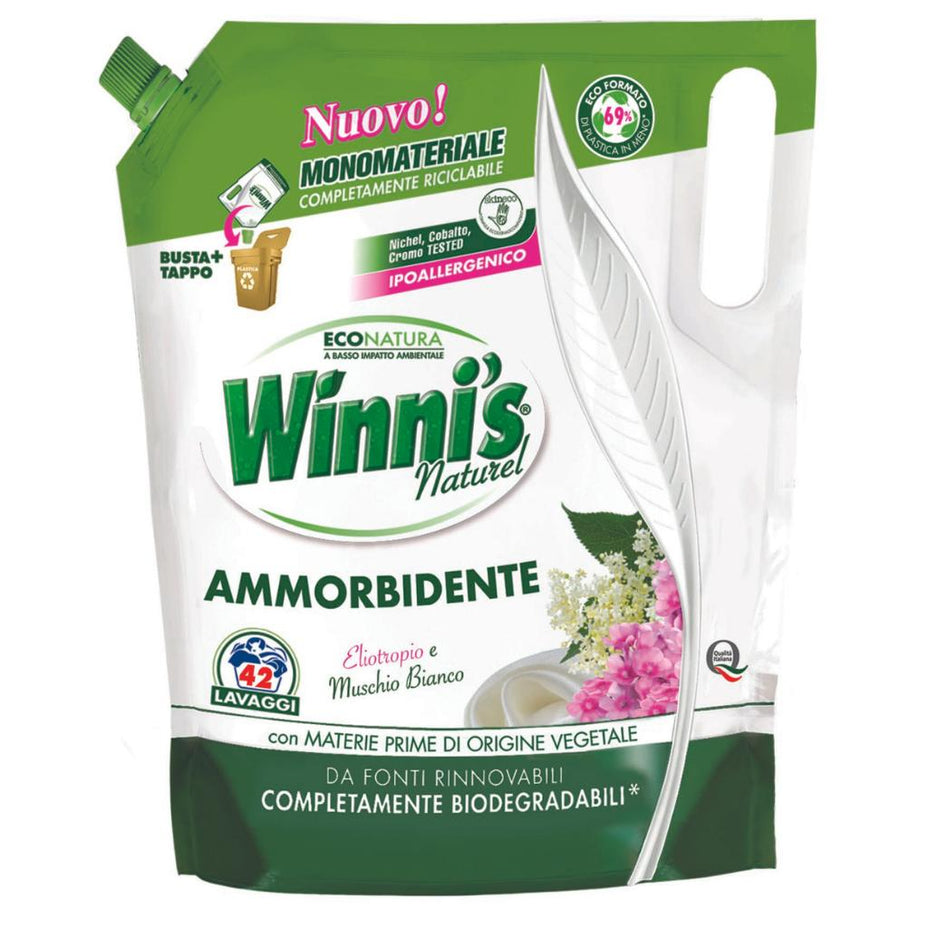 WINNI'S, ekologiškas skalbinių minkštiklis Baltasis Muskusas, 1470ml (42 skalbimai)