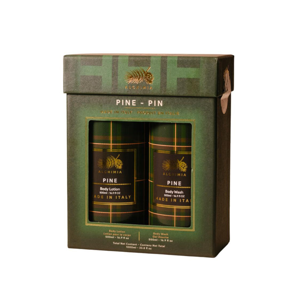 ALCHIMIA, dovaninis kūno priežiūros rinkinys Pušis,  500ml+ 500ml