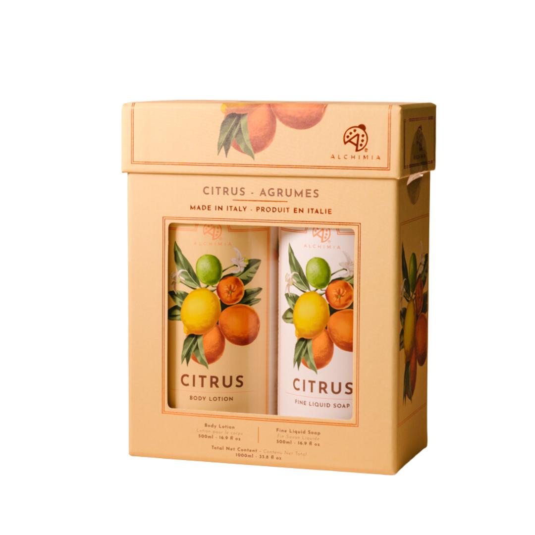 ALCHIMIA, dovaninis kūno priežiūros rinkinys Citrusinai vaisiai, 500ml + 500ml