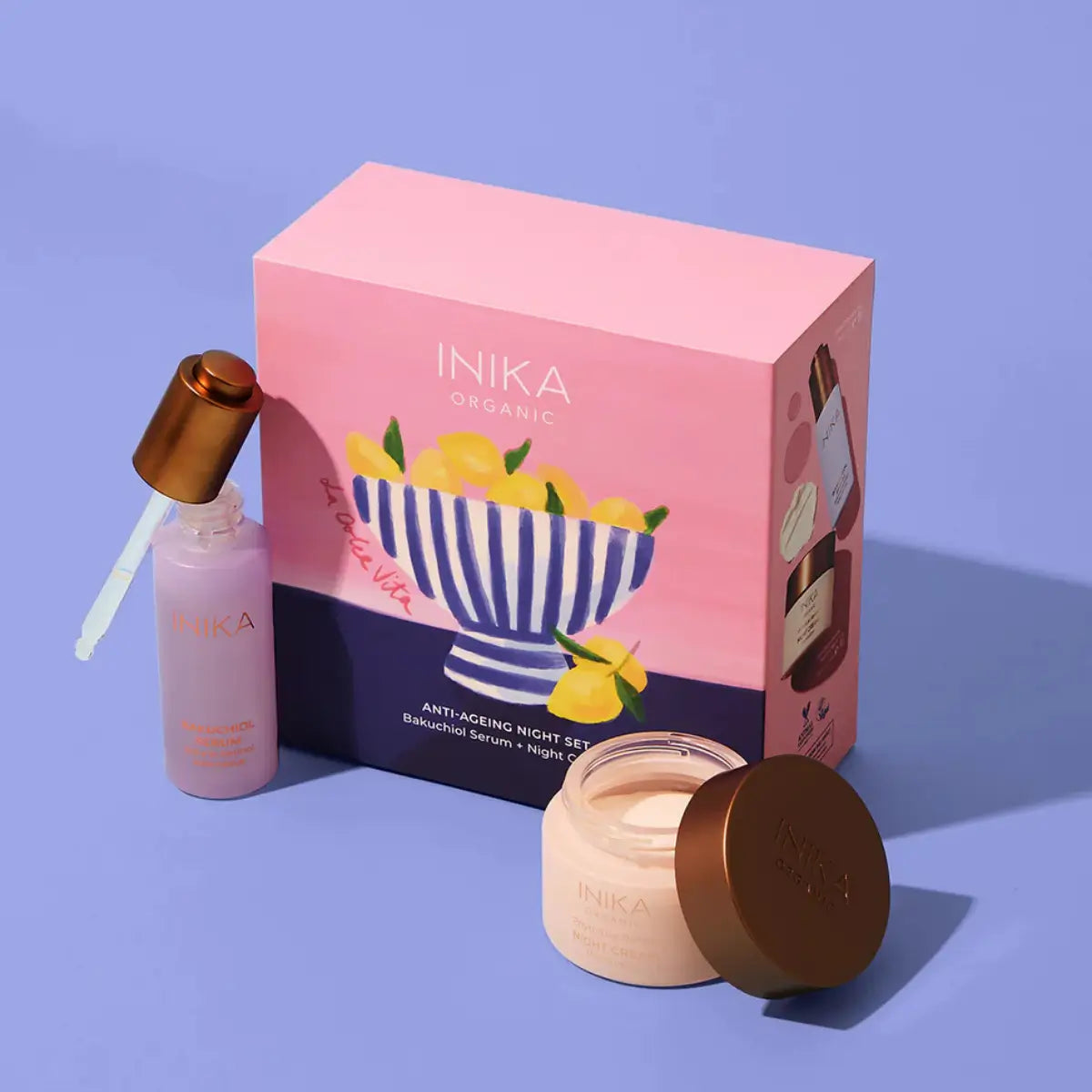 INIKA Organic Anti-Ageing night duo dovanų rinkinys, 1 vnt.