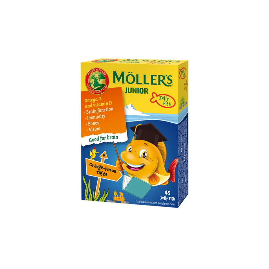 MOLLER'S  žuvų taukai JUNIOR, 45 kramtomosios žuvelės