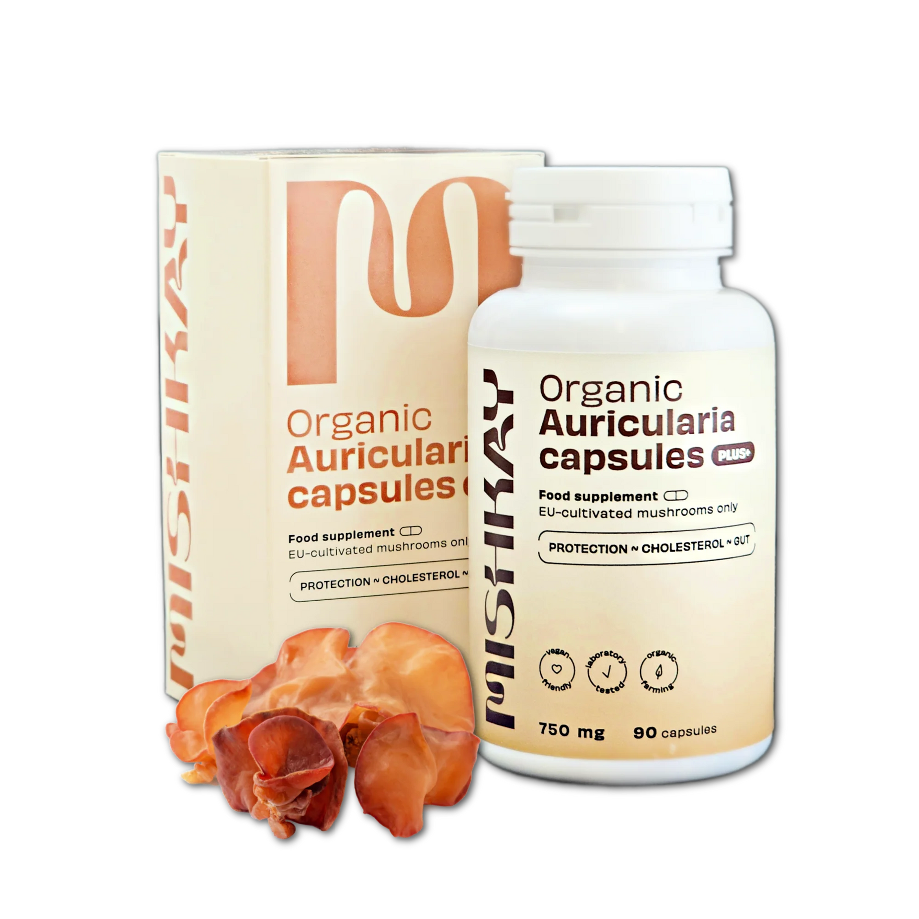 PJAUNU GRYBĄ, Ekologiškos Ausiagrybio kapsulės PLUS+, 90 kapsulių