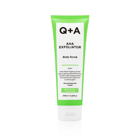 Q+A, AHA Exfoliator Body Scrub Kūno šveitiklis su AHA rūgštimi, 250ml