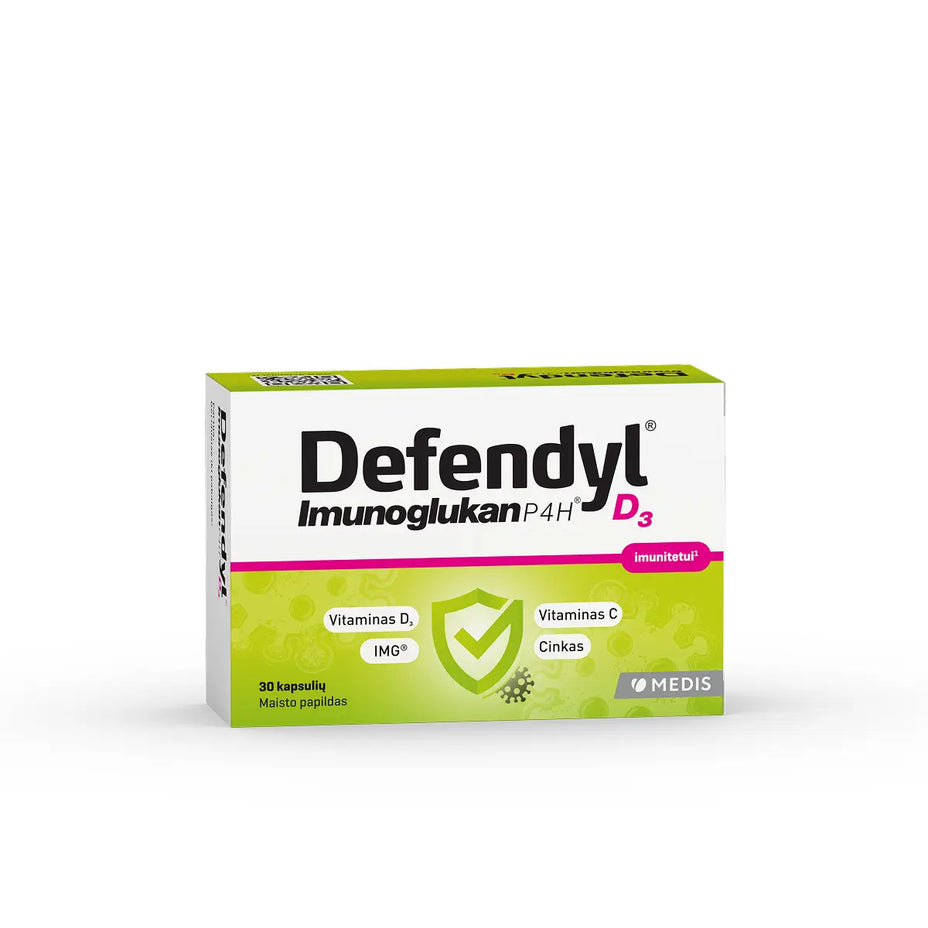 DEFENDYL-IMUNOGLUKAN P4H D3, 30 kapsulių
