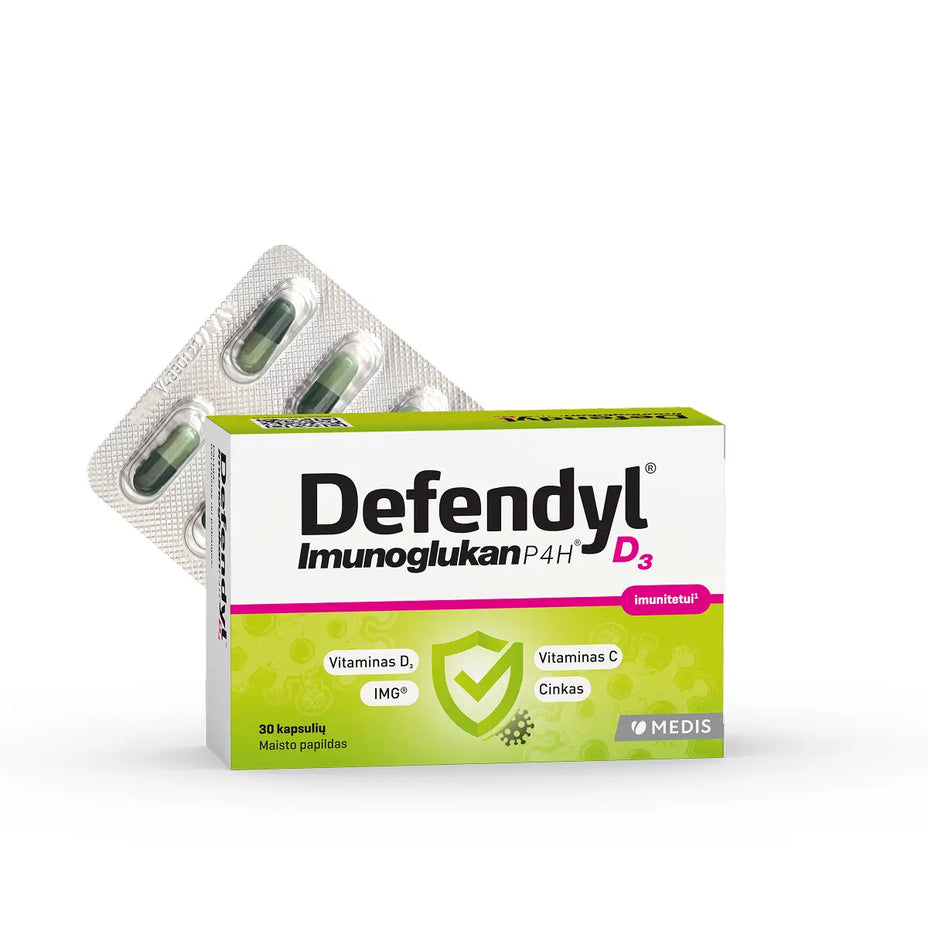 DEFENDYL-IMUNOGLUKAN P4H D3, 30 kapsulių