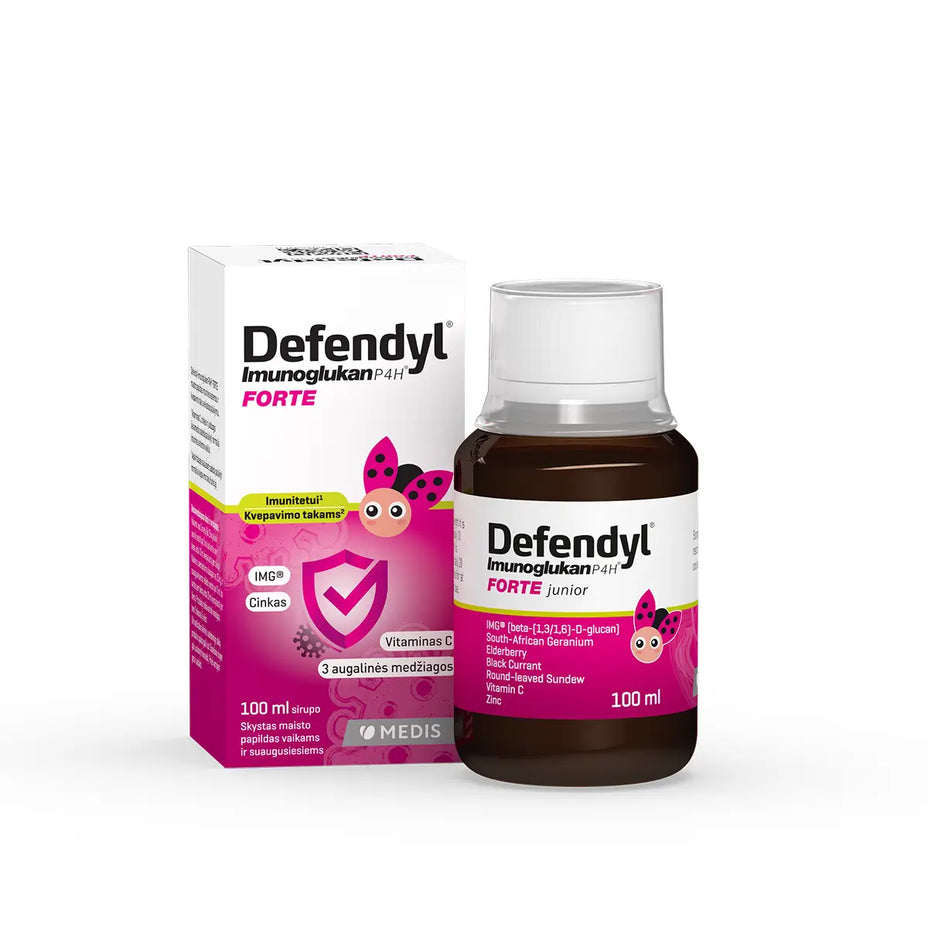 DEFENDYL-IMUNOGLUKAN P4H FORTE JUNIOR, serbentų skonio, 100 ml