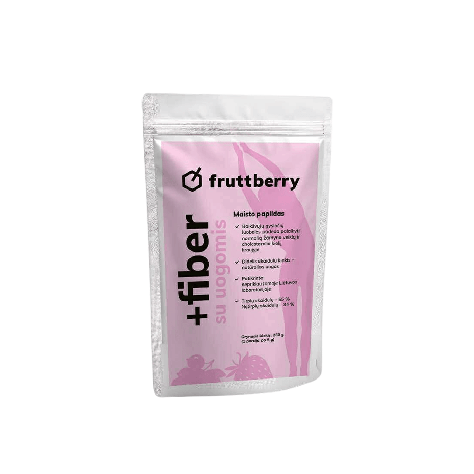 FRUTTBERRY FIBER, skaidulinių medžiagų mišinys su uogomis, 250 g
