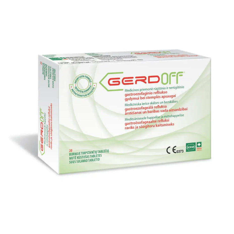 GERDOFF nuo rėmens ir gastroezofaginio refliukso, 20 tablečių