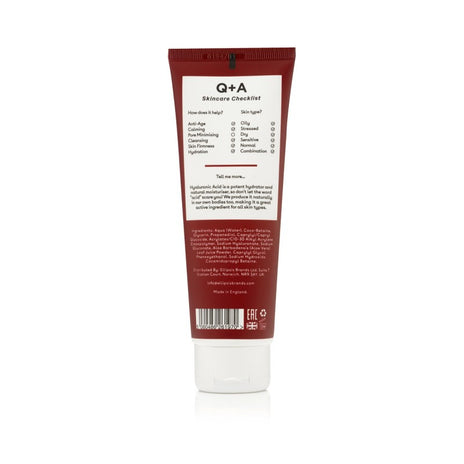 Q+A, Hyaluronic Acid Hydrating Cleanser Drėkinamasis veido prausiklis su hialuronu, 125ml