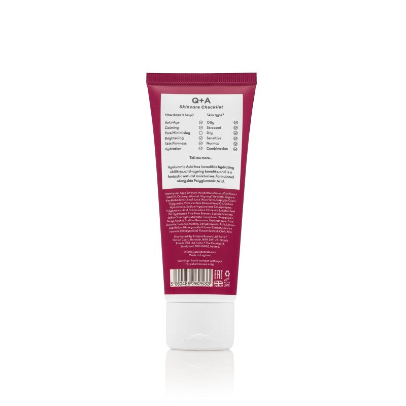 Q+A, Hyaluronic Acid Daily Moisturiser Intensyviai drėkinantis veido kremas, 75ml
