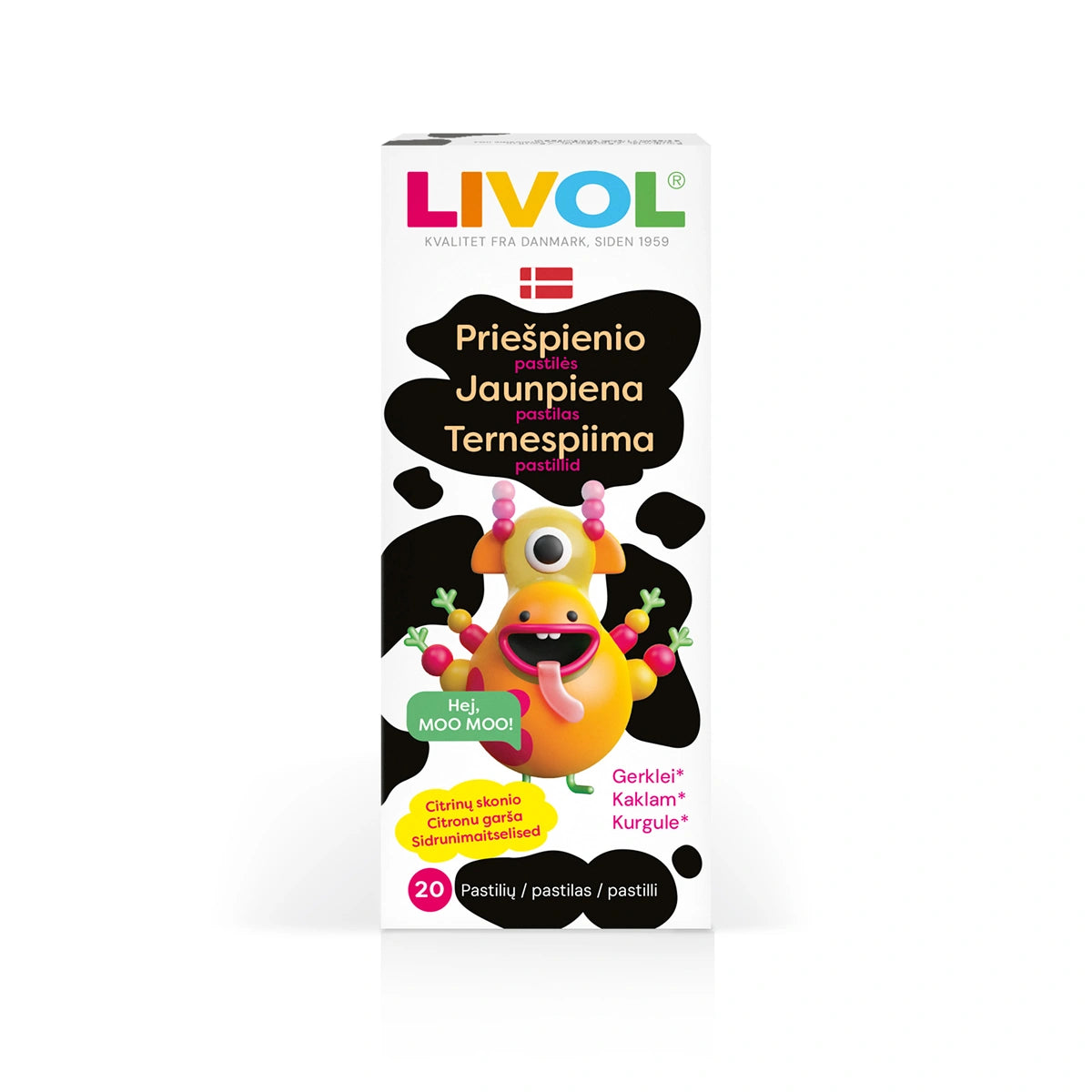 LIVOL EXTRA Colostrum strong, citrinų skonio, nuo 3 m., 20 pastilių
