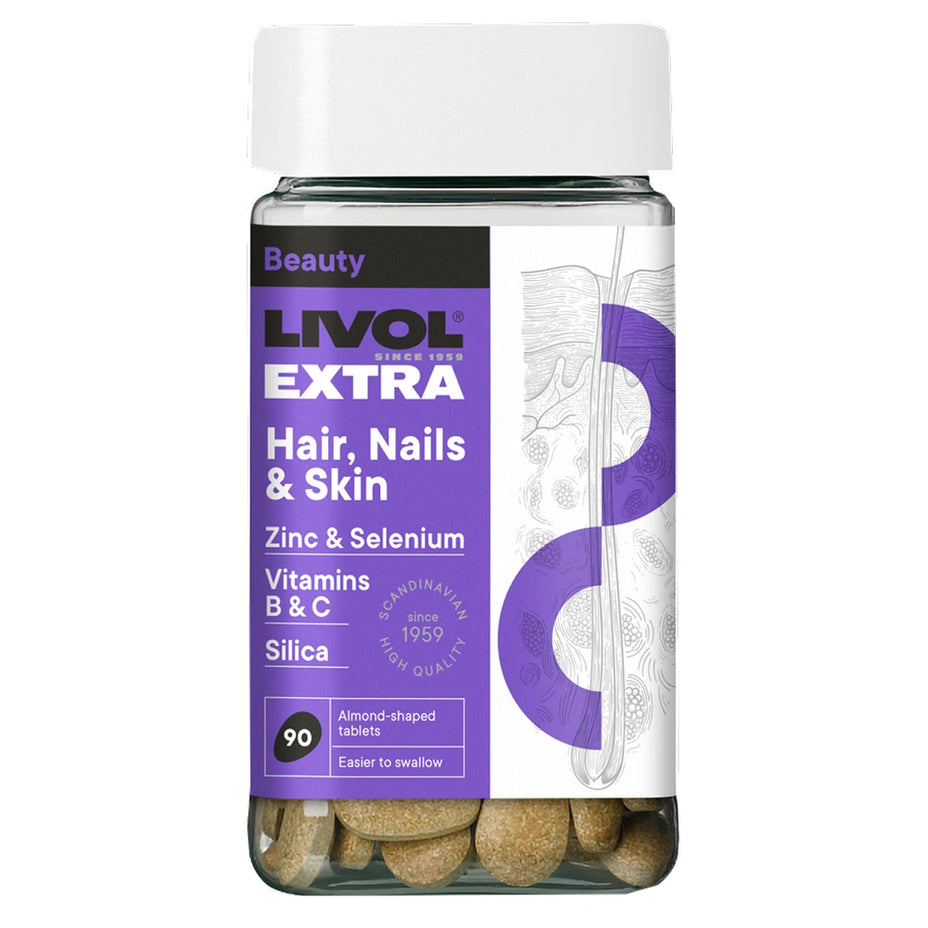 LIVOL EXTRA maisto papildas plaukams, odai, nagams, 90 tablečių