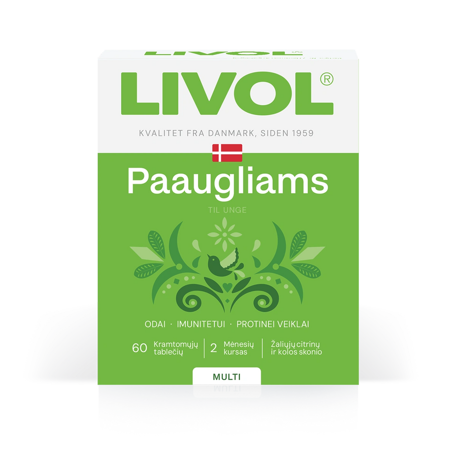 LIVOL MULTI paaugliams, 60 kramtomųjų tablečių