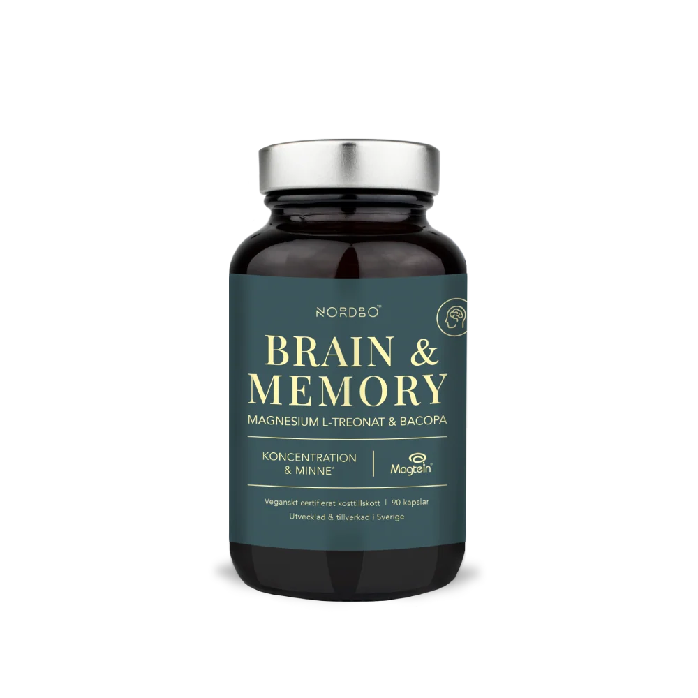NORDBO Brain & Memory Magnesium Magtein® magnis,  90  kapsulių