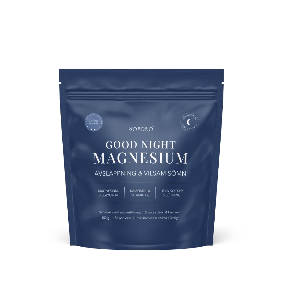 NORDBO Good Night Instant Magnesium magnis su ramunėlėmis ir vitaminu B6 miegui, milteliai 150 g