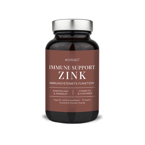 NORDBO Immune Support Zink cinkas su šeivamedžiu ir vitaminu D3 imunitetui, 90 kaps.