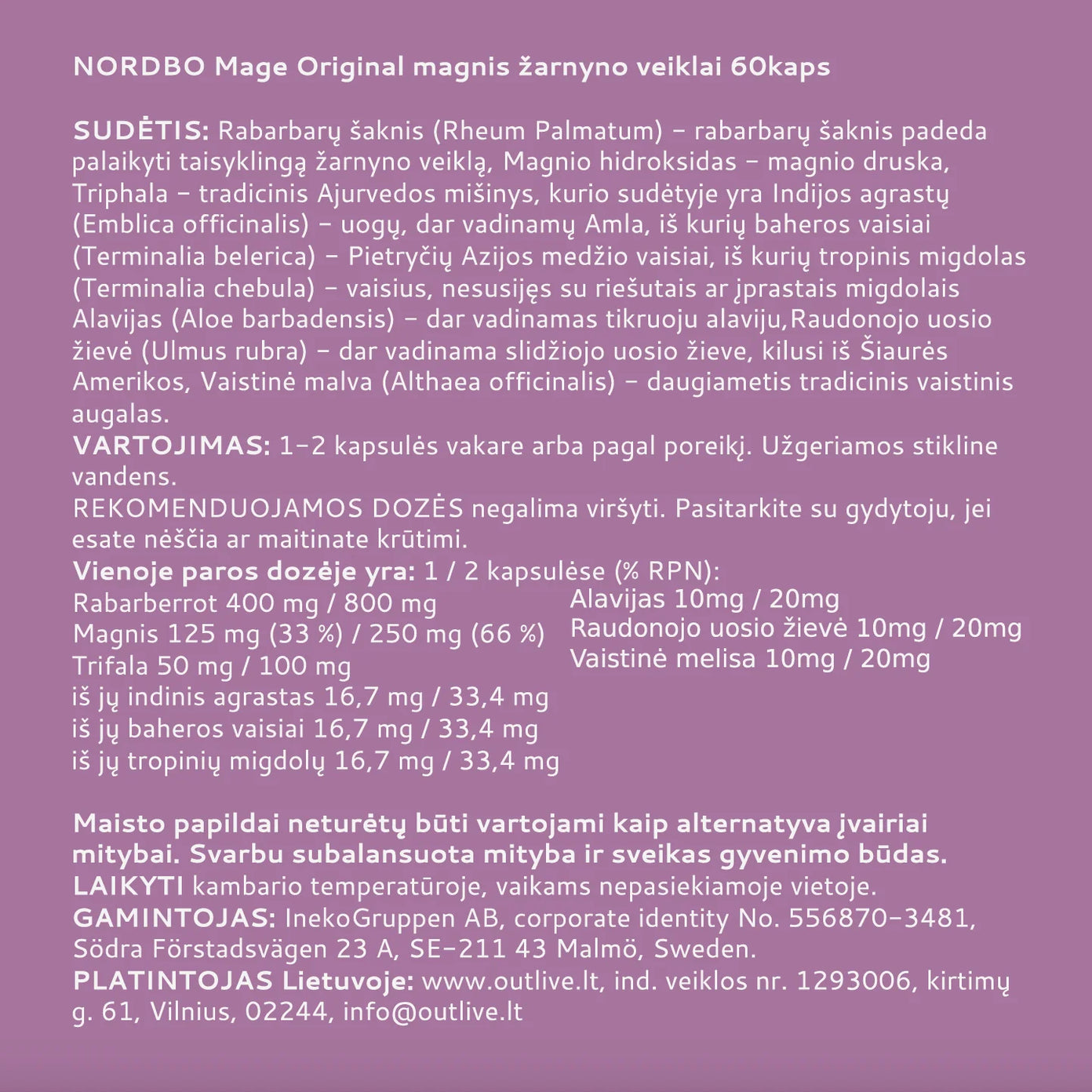 NORDBO Mage Original, 60 kapsulių