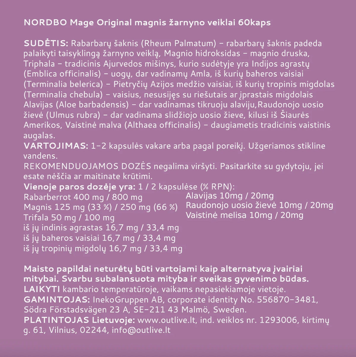 NORDBO Mage Original, 60 kapsulių