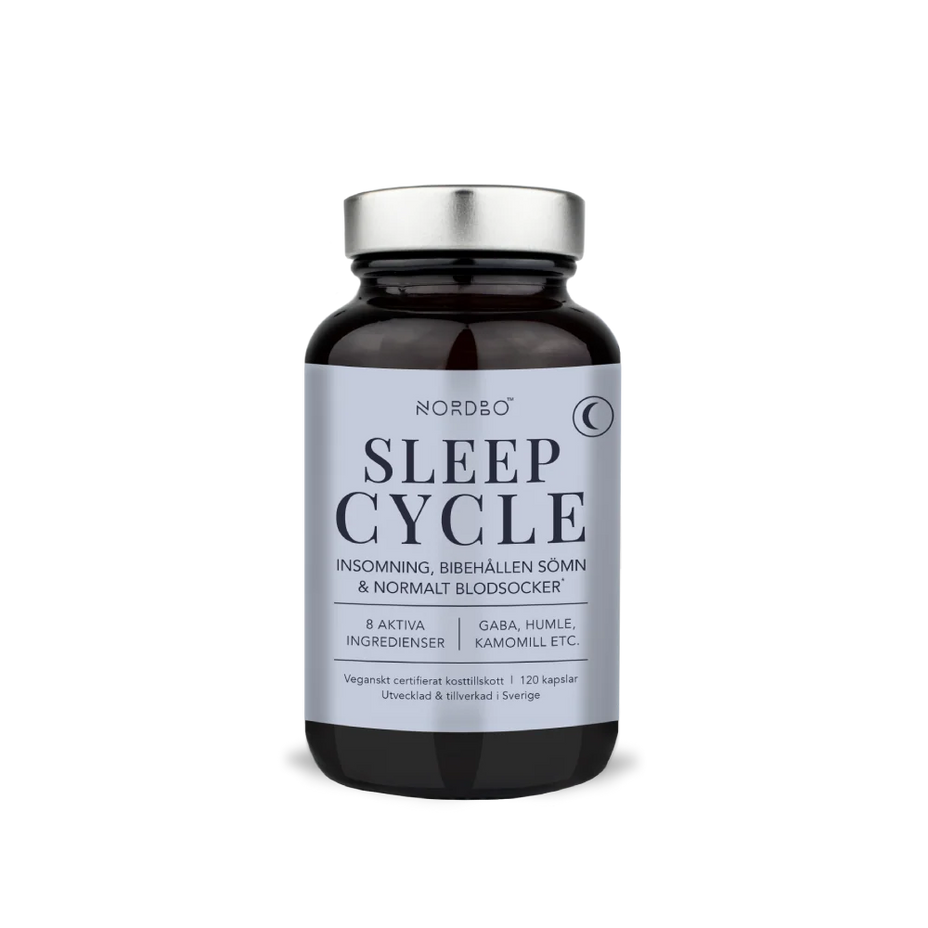 NORDBO Sleep Cycle su GABA, melisa ir L-teaninu miego kokybei, 120 kapsulių