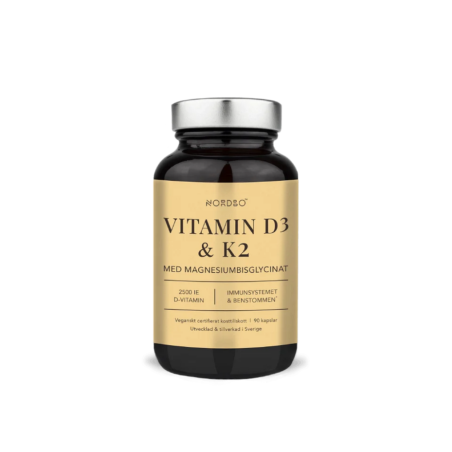 NORDBO vitaminas D3 + K2 + magnis , 90 kapsulių