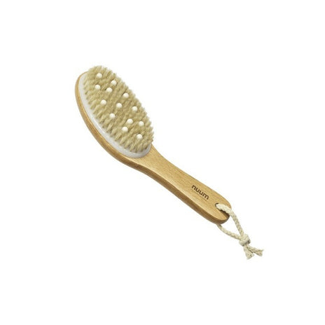 NUUM Curved Handle Body Brush with Soft Massage Beads Masažinis kūno šveitimo šepetys, 1 vnt