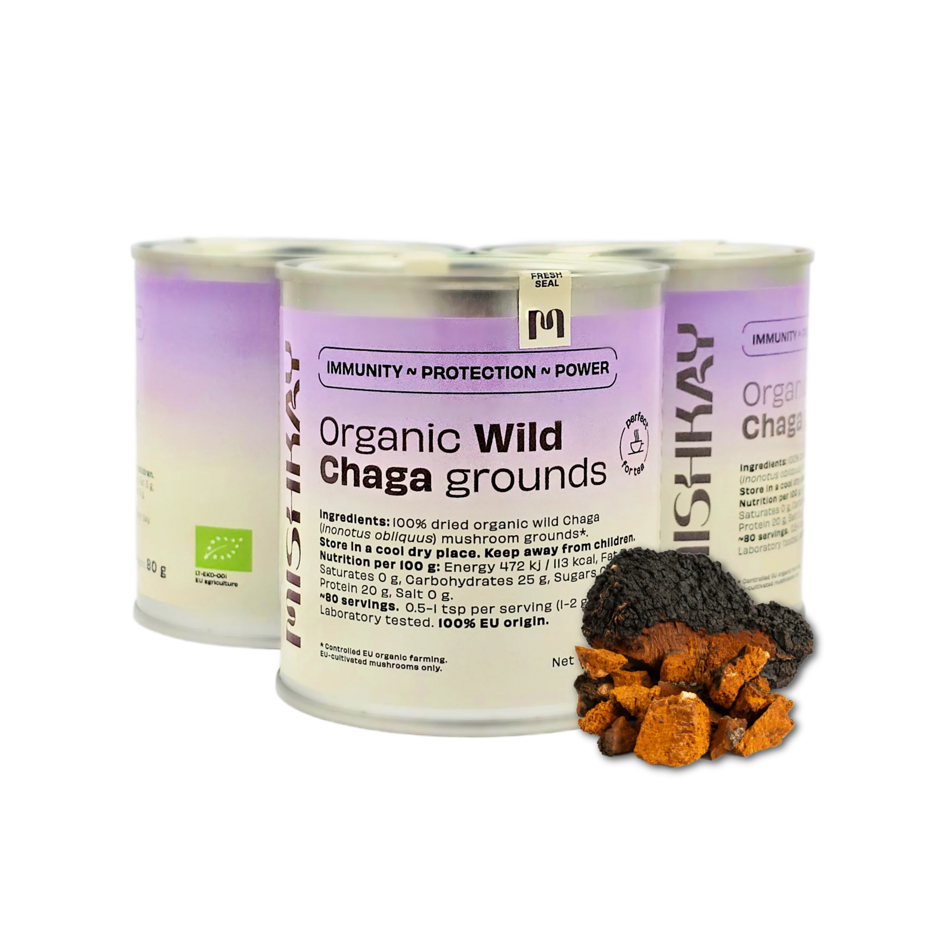 PJAUNU GRYBĄ, EKO džiovinti beržo juodgrybio grybų milteliai/granulės, 80 g