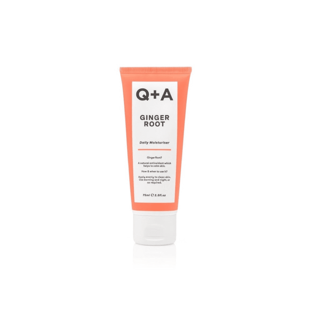 Q+A, Ginger Root Daily Moisturiser Kasdienis drėkinamasis kremas, 75ml