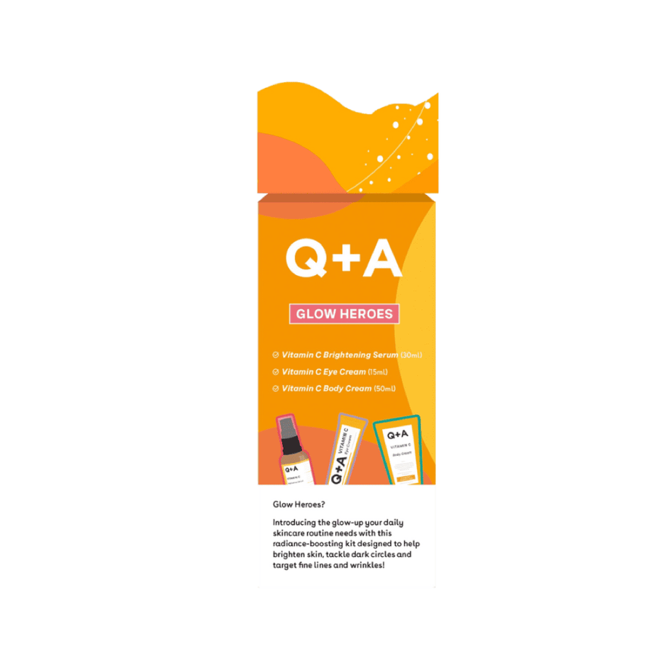 Q+A, GLOW HEROES Gift Set Odos priežiūros priemonių rinkinys su vitaminu C, 1vnt