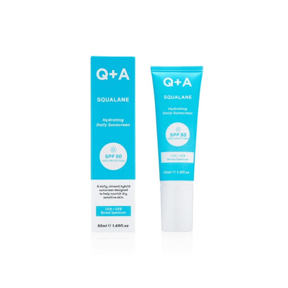 Q+A, Squalane Hydrating SPF50 Drėkinamasis veido kremas nuo saulės, 50ml