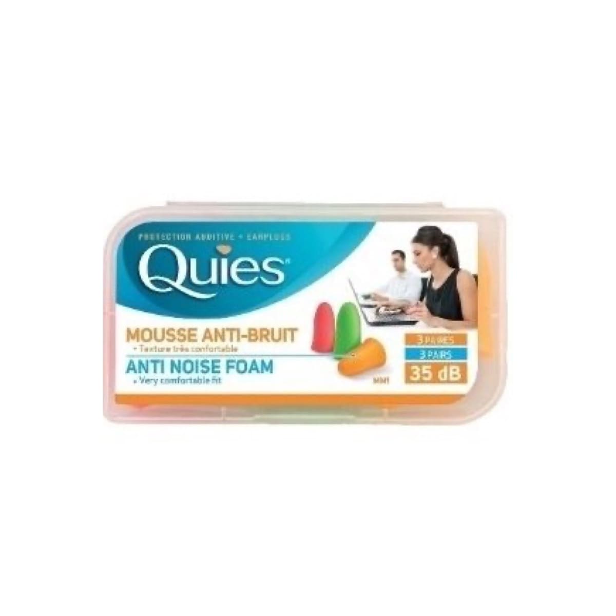 QUIES apsauginiai ausų kištukai iš poliuretano putos, ryškių spalvų, 3 poros