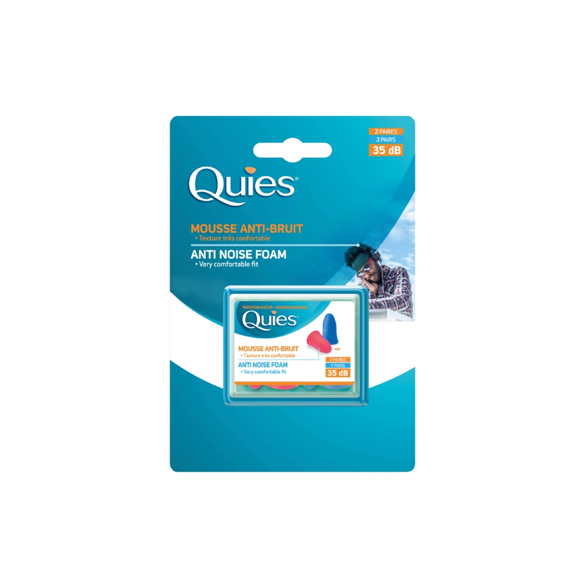 QUIES apsauginiai ausų kištukai iš poliuretano putos, spalvoti, 2 poros