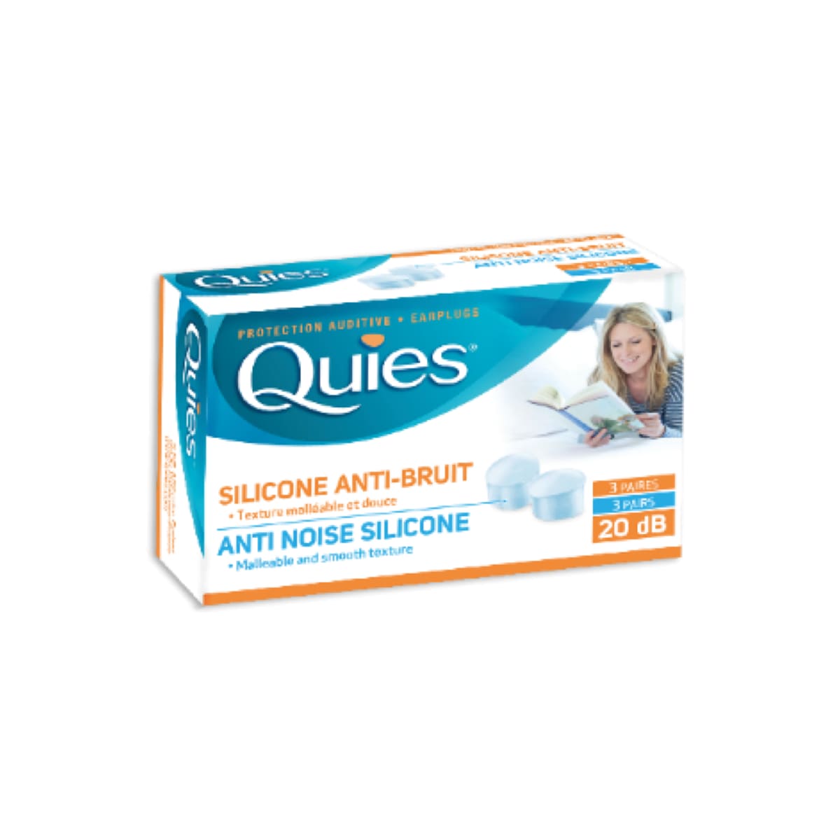 QUIES apsauginiai ausų kištukai iš skaidraus silikono, 3 poros