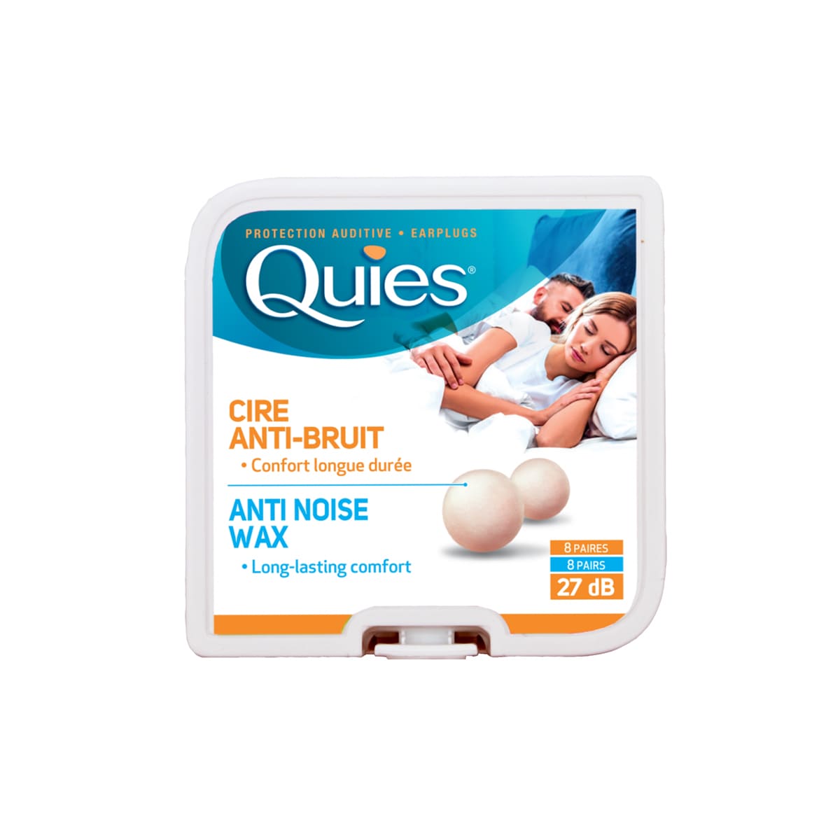 QUIES apsauginiai ausų kištukai iš vaško ir medvilnės, 8 poros