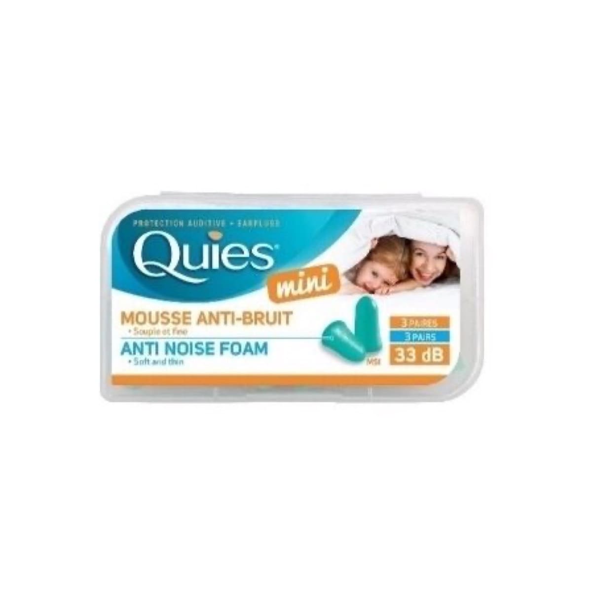 QUIES apsauginiai mini ausų kištukai iš poliuretano putos (tinka vaikams), 3 poros