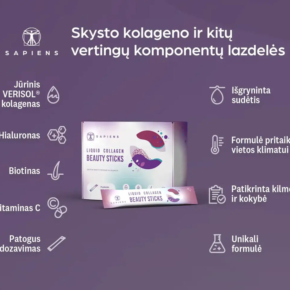 SAPIENS Liquid Collagen Beauty Sticks, 21 paketėlis po 8 ml