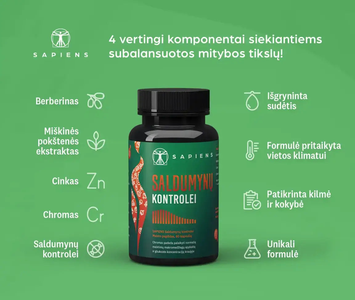 SAPIENS Saldumynų kontrolei, 60 kapsulių